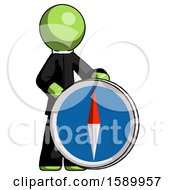 Poster, Art Print Of Green Clergy Man Standing Beside Large Compass