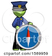 Poster, Art Print Of Green Police Man Standing Beside Large Compass