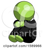 Poster, Art Print Of Green Clergy Man Sitting With Head Down Facing Angle Left