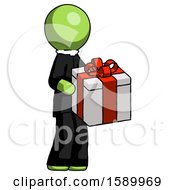 Poster, Art Print Of Green Clergy Man Giving A Present