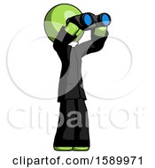 Poster, Art Print Of Green Clergy Man Looking Through Binoculars To The Right