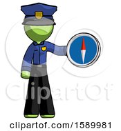 Poster, Art Print Of Green Police Man Holding A Large Compass