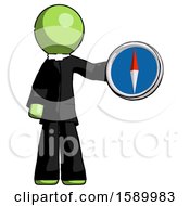 Poster, Art Print Of Green Clergy Man Holding A Large Compass