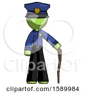 Poster, Art Print Of Green Police Man Standing With Hiking Stick