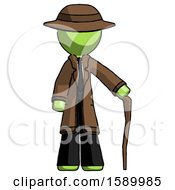 Poster, Art Print Of Green Detective Man Standing With Hiking Stick
