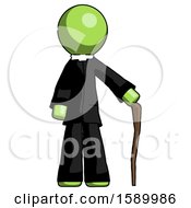 Poster, Art Print Of Green Clergy Man Standing With Hiking Stick