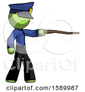 Green Police Man Pointing With Hiking Stick