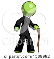 Poster, Art Print Of Green Clergy Man Walking With Hiking Stick