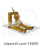 Historical Wooden Catapult Clipart Illustration