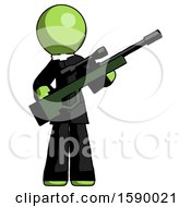 Poster, Art Print Of Green Clergy Man Holding Sniper Rifle Gun