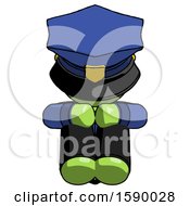Poster, Art Print Of Green Police Man Sitting With Head Down Facing Forward