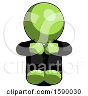 Poster, Art Print Of Green Clergy Man Sitting With Head Down Facing Forward