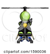 Green Clergy Man Flying In Gyrocopter Front View