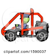 Poster, Art Print Of Green Police Man Riding Sports Buggy Side View
