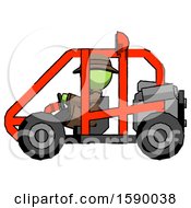 Poster, Art Print Of Green Detective Man Riding Sports Buggy Side View