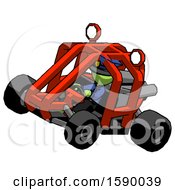 Poster, Art Print Of Green Police Man Riding Sports Buggy Side Top Angle View