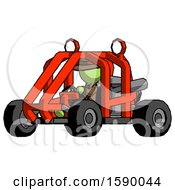 Poster, Art Print Of Green Detective Man Riding Sports Buggy Side Angle View