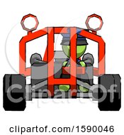 Poster, Art Print Of Green Police Man Riding Sports Buggy Front View
