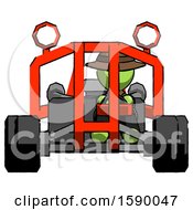 Poster, Art Print Of Green Detective Man Riding Sports Buggy Front View
