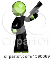 Poster, Art Print Of Green Clergy Man Holding Handgun