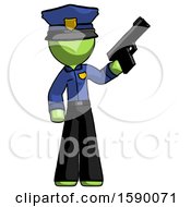 Poster, Art Print Of Green Police Man Holding Handgun
