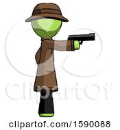 Poster, Art Print Of Green Detective Man Firing A Handgun