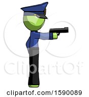 Poster, Art Print Of Green Police Man Firing A Handgun