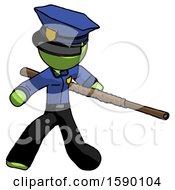 Green Police Man Bo Staff Action Hero Kung Fu Pose