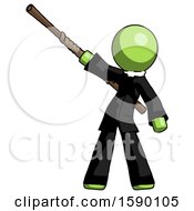 Poster, Art Print Of Green Clergy Man Bo Staff Pointing Up Pose