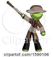 Green Detective Man Bo Staff Pointing Up Pose