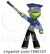 Poster, Art Print Of Green Police Man Bo Staff Pointing Up Pose