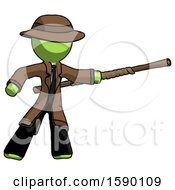 Poster, Art Print Of Green Detective Man Bo Staff Pointing Right Kung Fu Pose