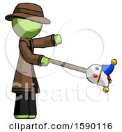 Poster, Art Print Of Green Detective Man Holding Jesterstaff - I Dub Thee Foolish Concept