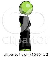 Poster, Art Print Of Green Clergy Man Thinking Wondering Or Pondering Rear View