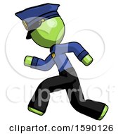 Green Police Man Running Fast Left