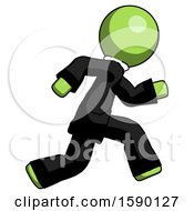 Green Clergy Man Running Fast Right