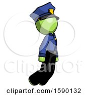 Green Police Man Floating Through Air Right