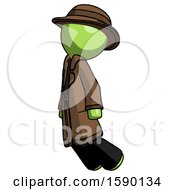 Poster, Art Print Of Green Detective Man Floating Through Air Left
