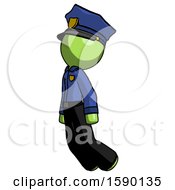 Green Police Man Floating Through Air Left