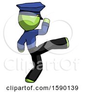 Poster, Art Print Of Green Police Man Kick Pose