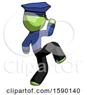 Poster, Art Print Of Green Police Man Kick Pose Start