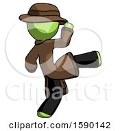 Green Detective Man Kick Pose