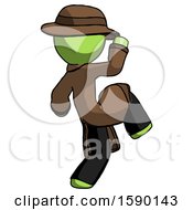 Poster, Art Print Of Green Detective Man Kick Pose Start