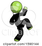 Poster, Art Print Of Green Clergy Man Kick Pose Start