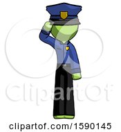 Poster, Art Print Of Green Police Man Soldier Salute Pose