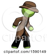 Poster, Art Print Of Green Detective Man Suspense Action Pose Facing Right