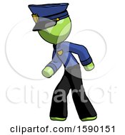 Poster, Art Print Of Green Police Man Suspense Action Pose Facing Left