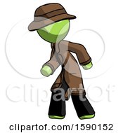 Green Detective Man Suspense Action Pose Facing Left