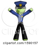 Poster, Art Print Of Green Police Man Surprise Pose Arms And Legs Out