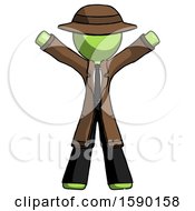 Green Detective Man Surprise Pose Arms And Legs Out